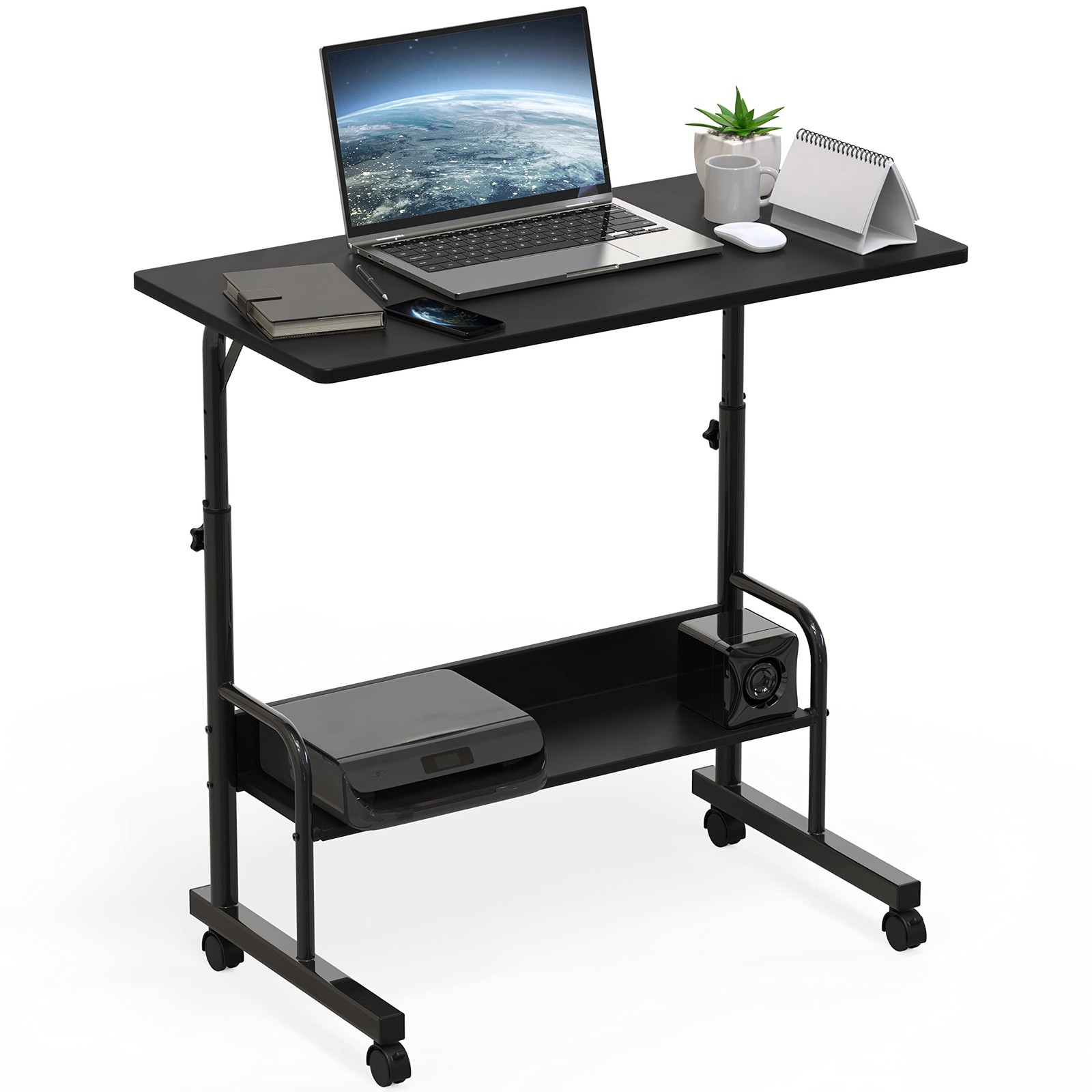 Height Adjustable Mobile Standing Desk Laptop Workstation, 30.5″ to 40.5″