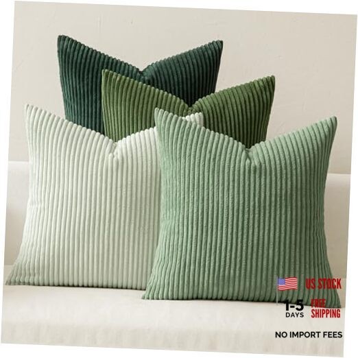 Boho Farmhouse Sage Green Throw Pillow 18″ x 18″ (Pack of 4) Forest Green