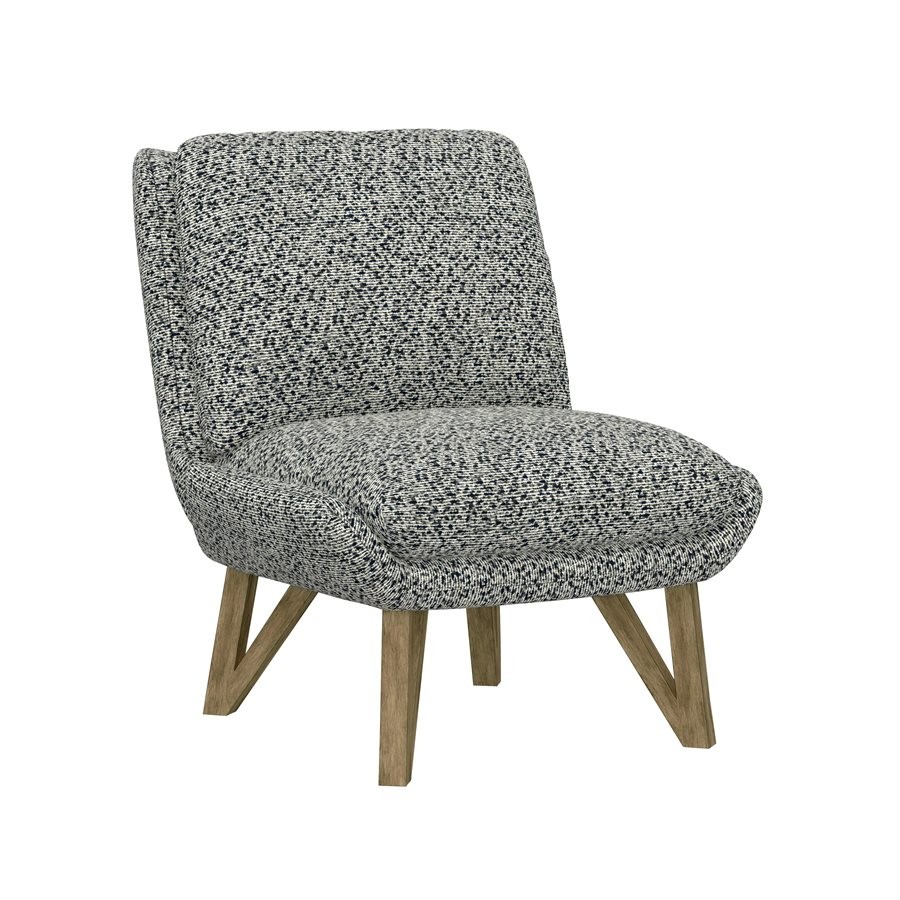 Blue Upholstered Contemporary Armless Chair, Pocketed Coil Seat (2-Pack)