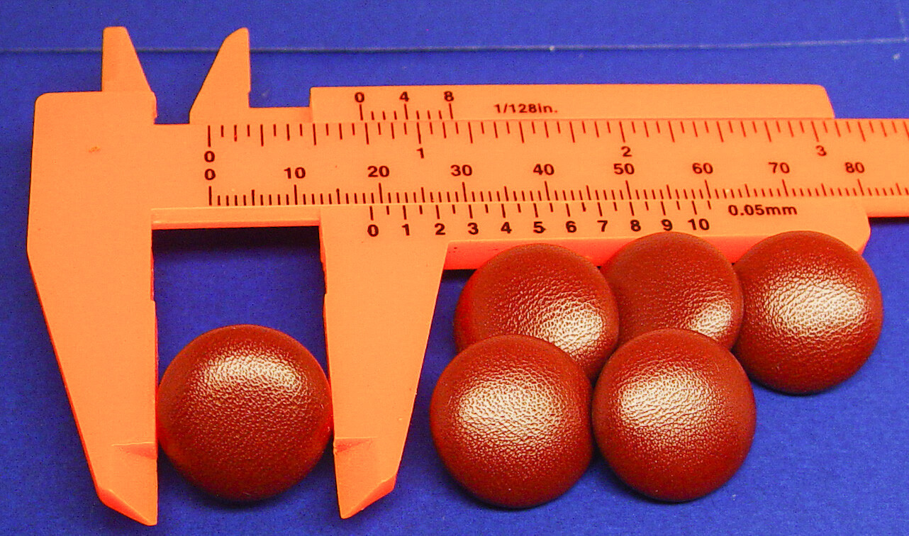 6 MADE IN USA Mahogany Tan Brown genuine leather tufting buttons, metal loop