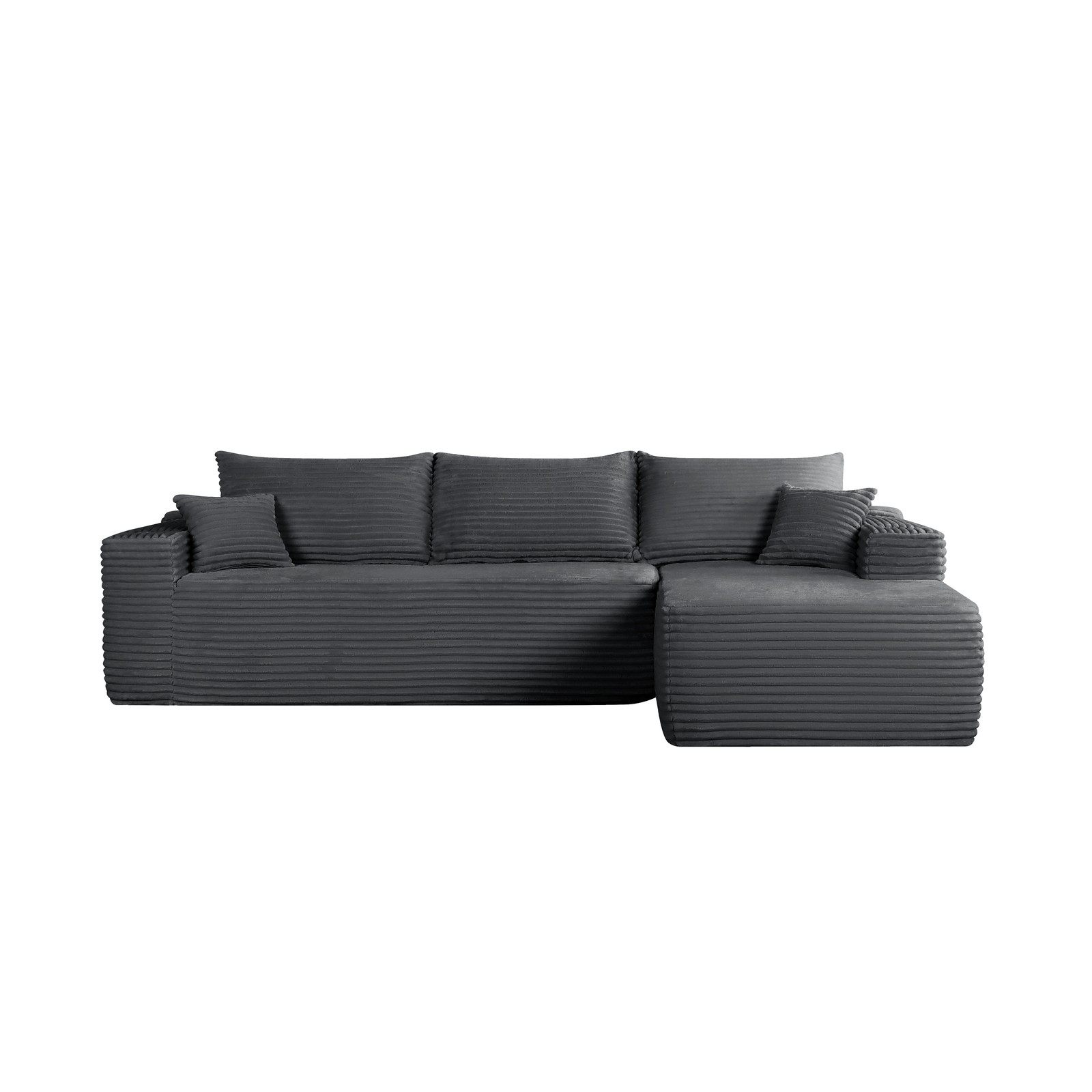 108″ L-Shape Sectional Sofa with Chaise, Plush Fabric, Grey, Right