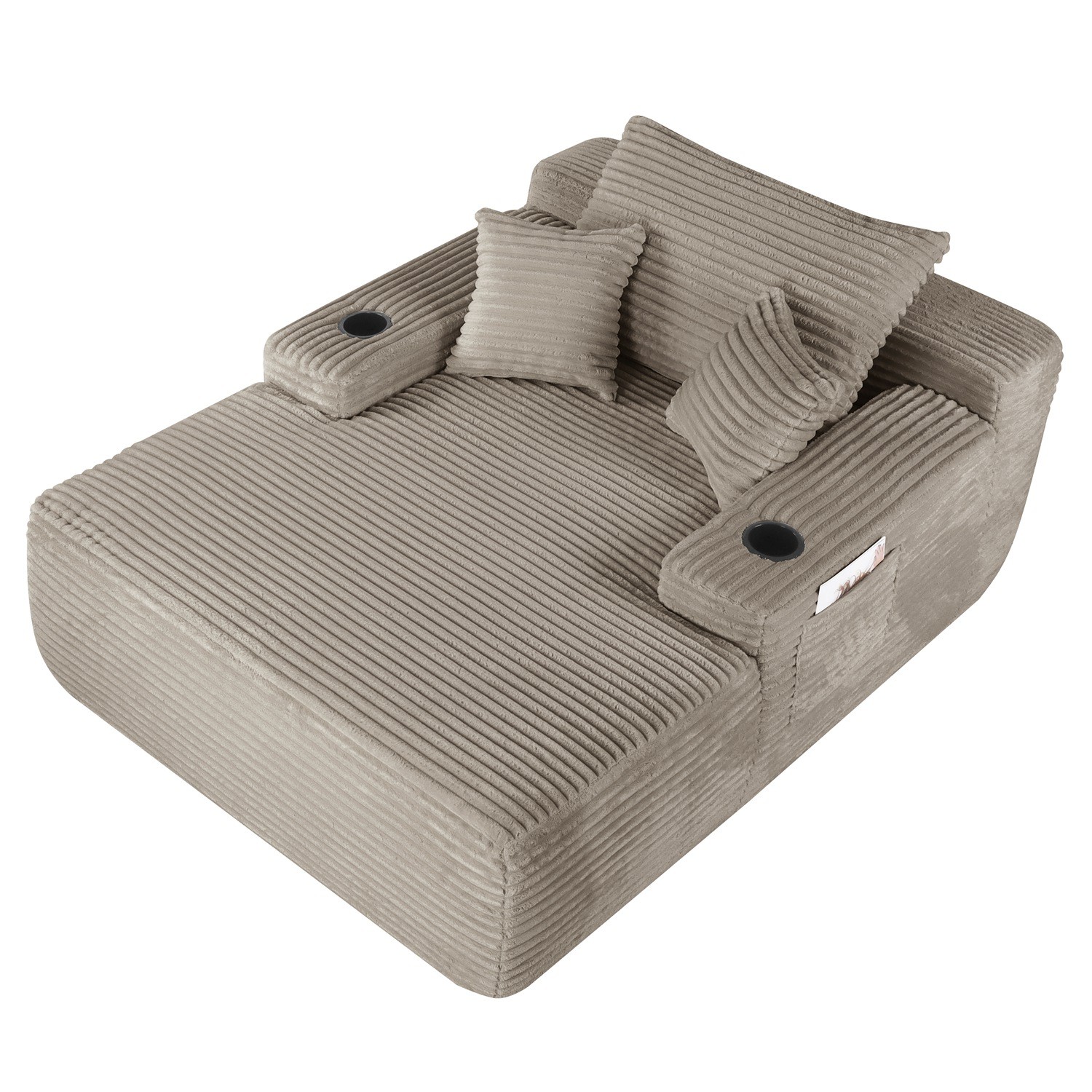 65″ Oversized Boneless Chaise Lounge Chair Corduroy Upholstered Sleeper Sofa Bed