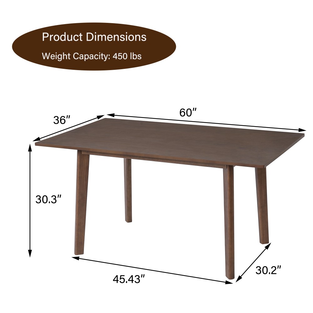 Dining table solid wood frame 450 pounds load-bearing natural wood