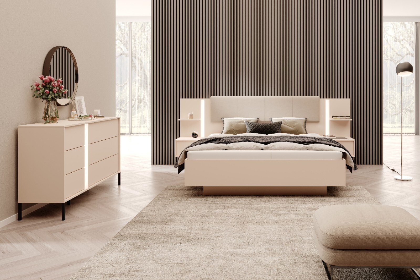 Bedroom Set DAST 3 Piece – Wardrobe Bed Chest of Drawers Modern