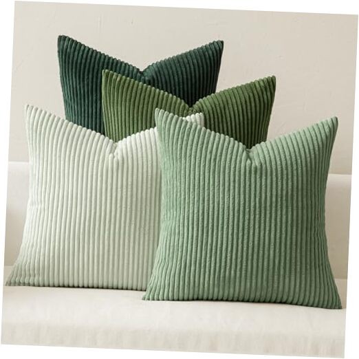 Boho Farmhouse Sage Green Throw Pillow 18″ x 18″ (Pack of 4) Forest Green