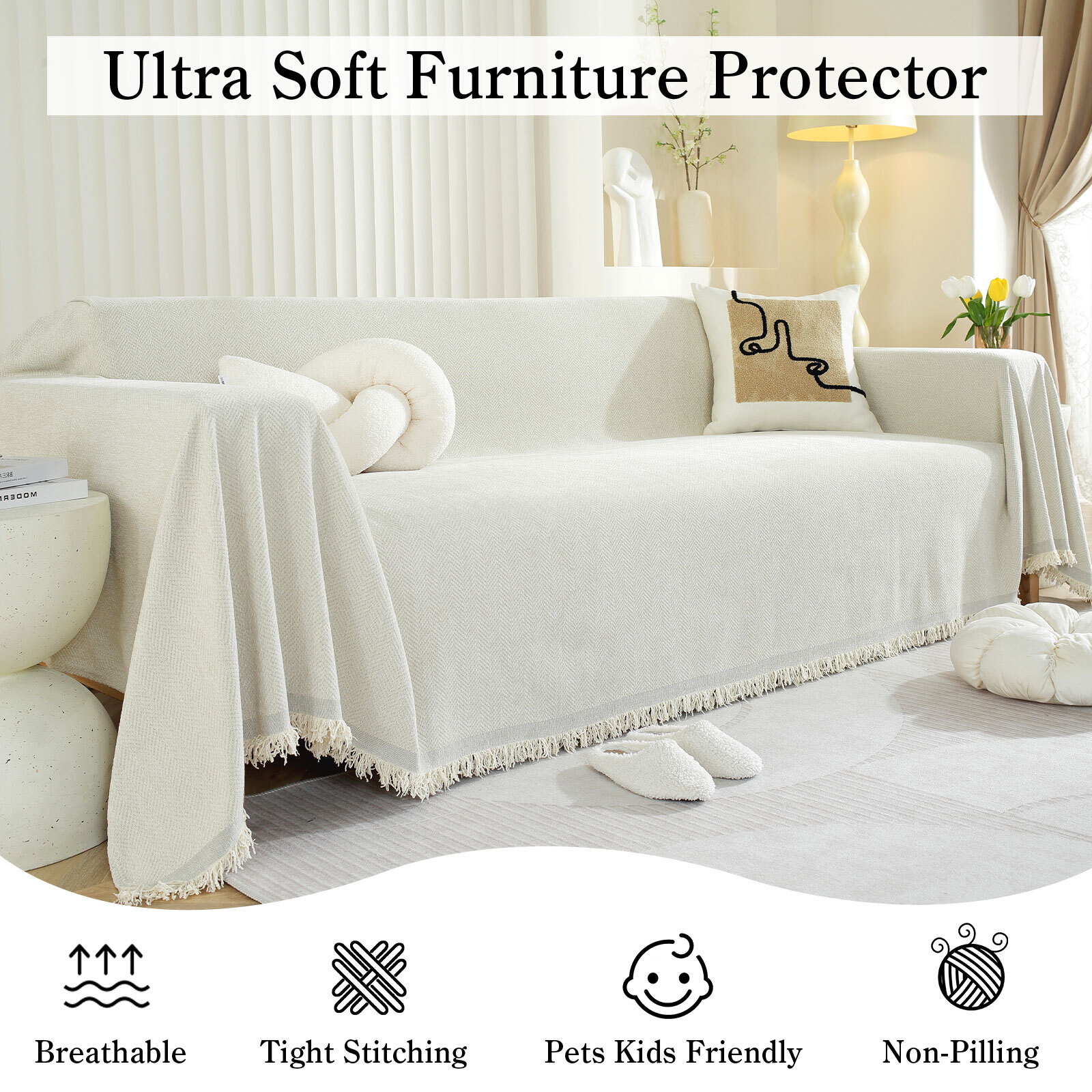 Chenille Sofa Covers Mat Solid Sofa Back Towel Blanket Pets Dog Cat Couch Covers