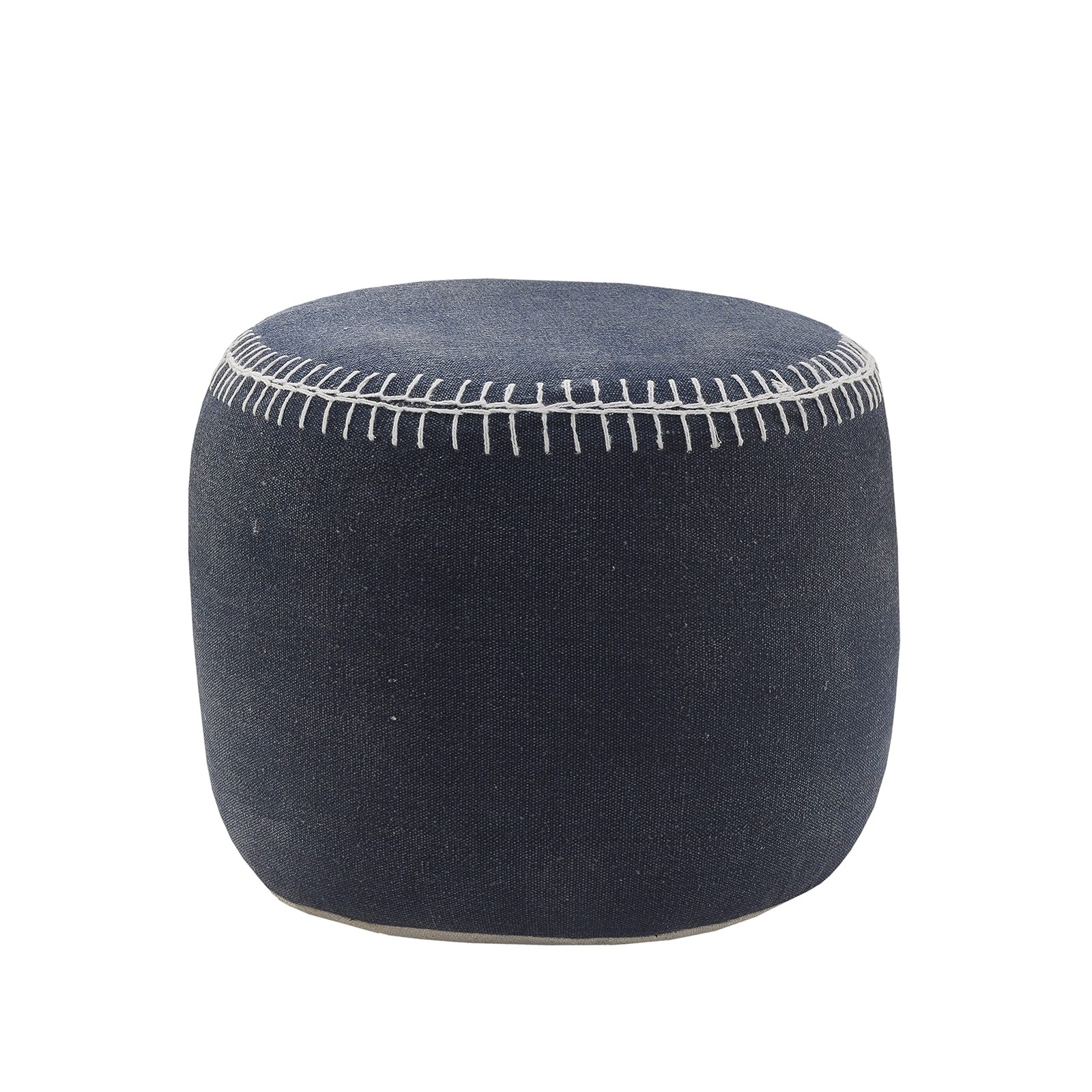 L. R. Resources, Inc. Lr Home Navy Bordered Cotton Ottoman Pouf For Home Modern
