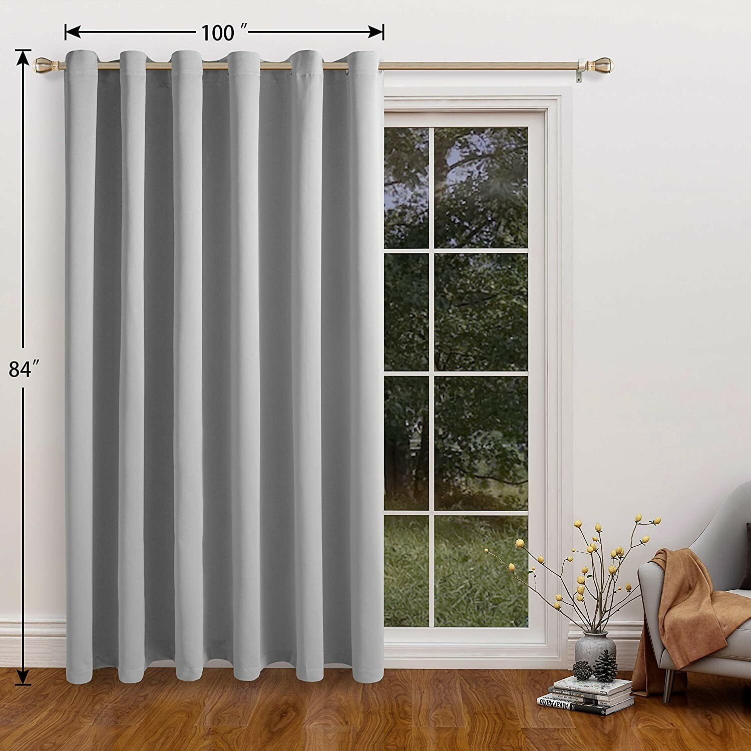 LORDTEX Thermal Insulated Blackout Curtain Fabric Window Panel 100″ by 84″ GREY
