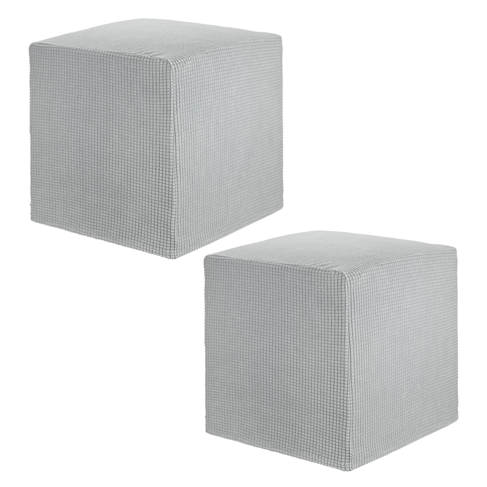 2-Pack 13″x13″x15″ Square Ottoman Slipcovers Footstool Protector Light Gray