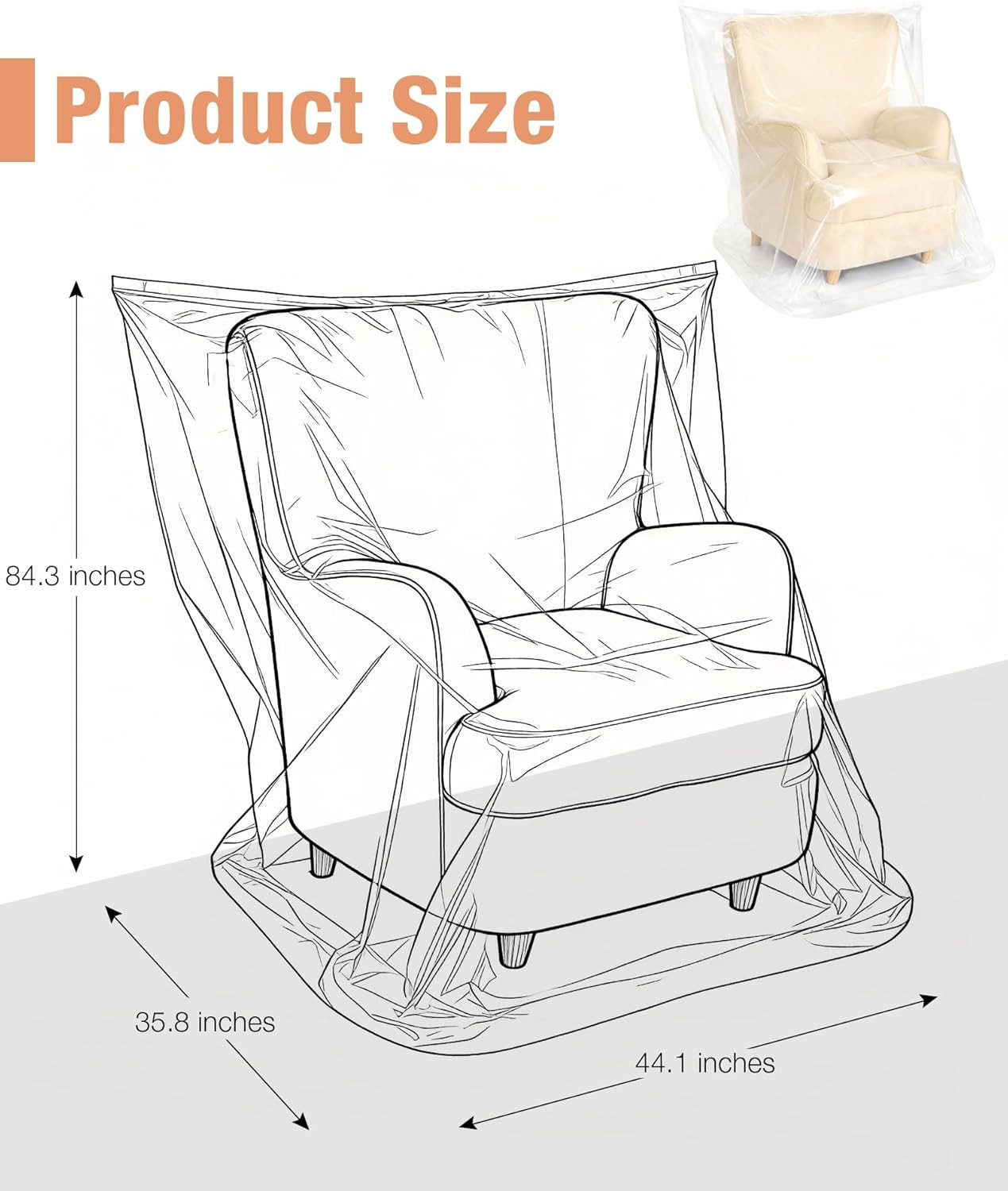 Magicheap Extra Thick 4mil Plastic Chair Cover, Large Dust-Proof Furniture Cover