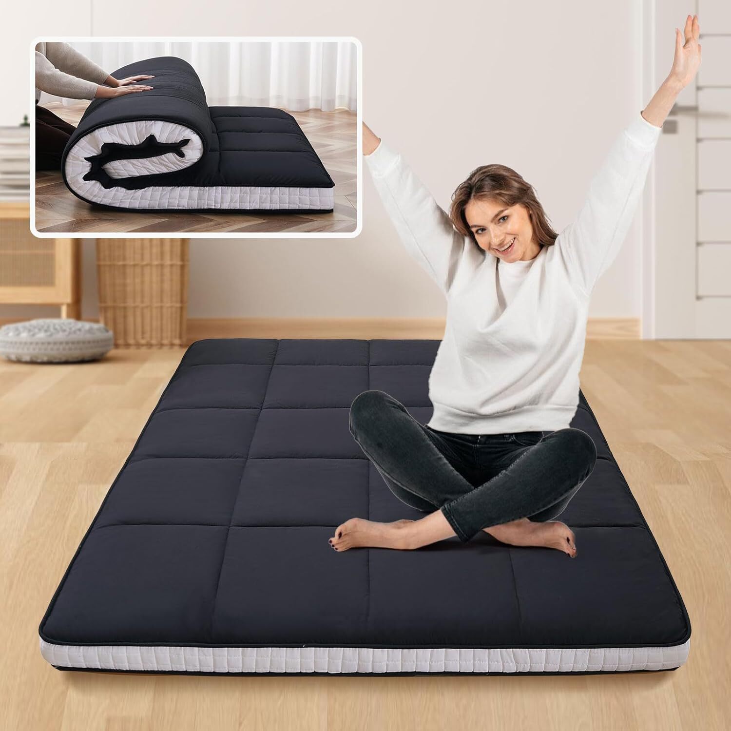 NAIZEA 5 in Thick Foldable Mattress Topper Thicken Tatami Mat Roll Up Mattress