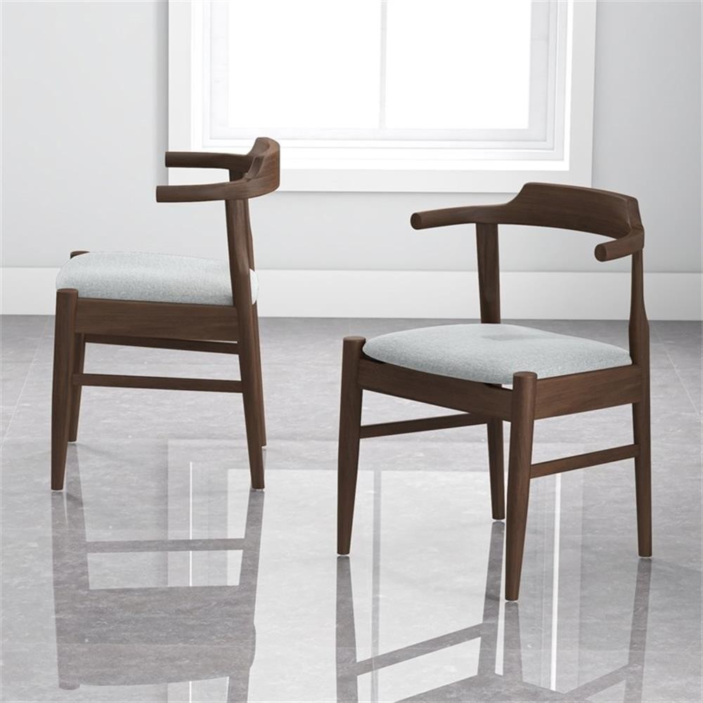Pemberly Row Modern Polyester Blend Fabric Dining Chair in Gray (Set of 2)
