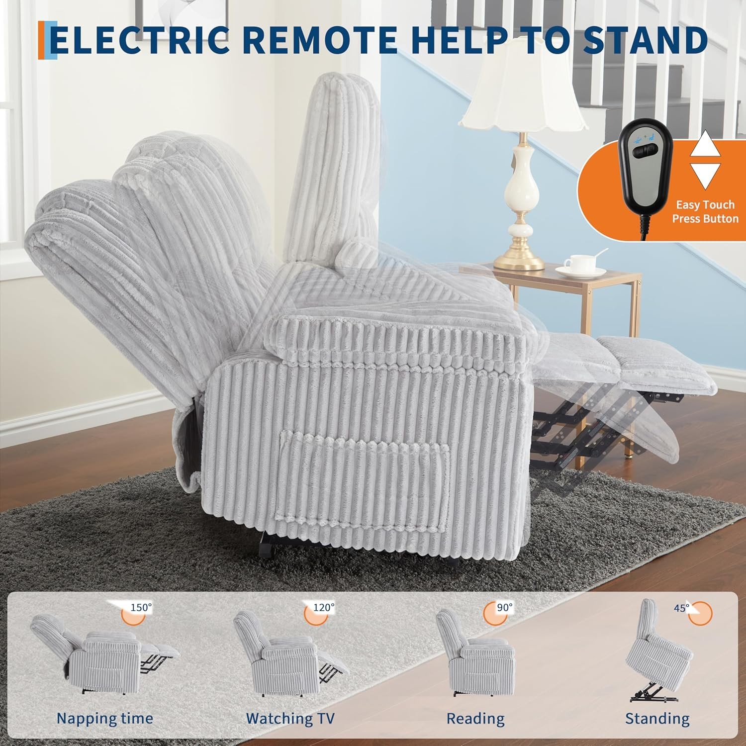 Power Lift Recliner Chair w/ Heat & Massage, Electric Stand Up Recliner 400LB