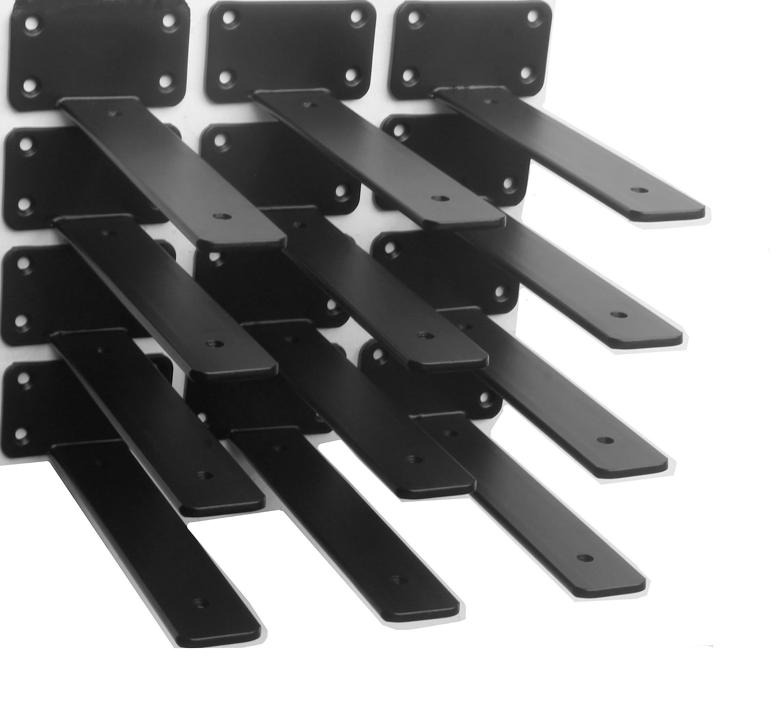 12 Pack Hidden L Shelf Bracket 8″ Black 1/5″ Thick 100lb Load Capacity – Rustic