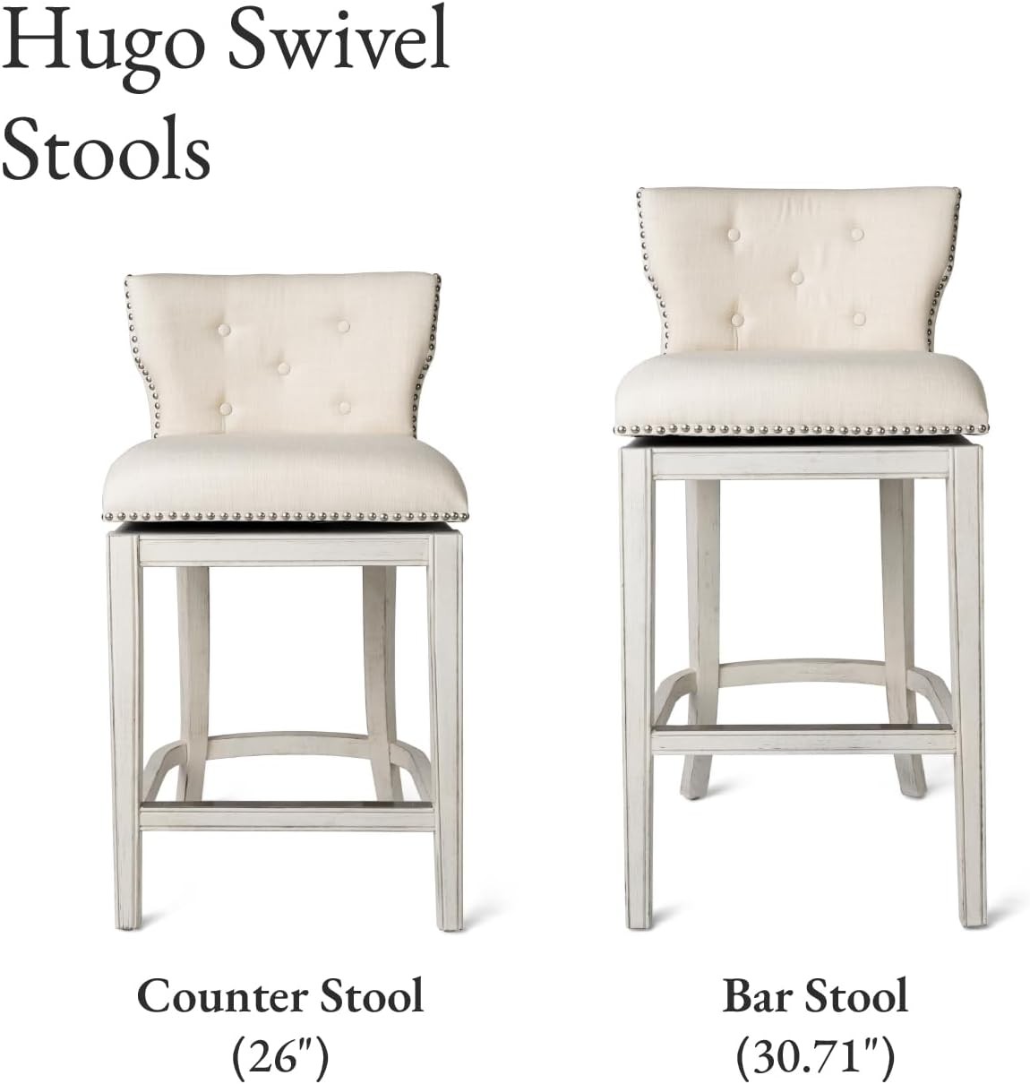 Maven Lane Hugo Tufted-Back Kitchen Swivel Stool White Oak, Counter Height(Used)