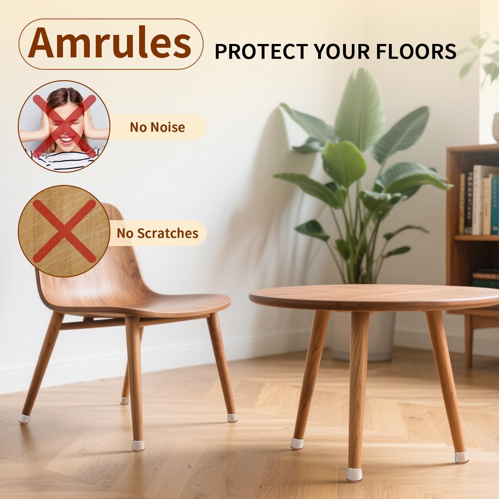 Amrules 36Pcs Round Chair Leg Edging S(Fit:0.9″-1.29″), Clear & Brown-36pcs