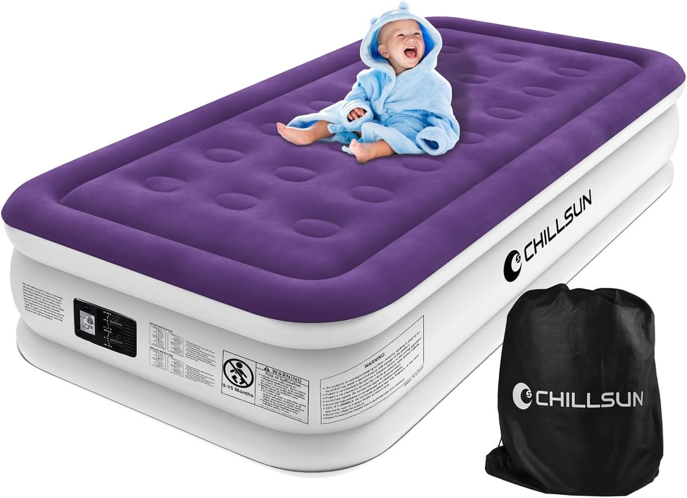 Twin Air Mattress with Built in Pump for Guest & Home, 16″ Inflatable Blow up Ma
