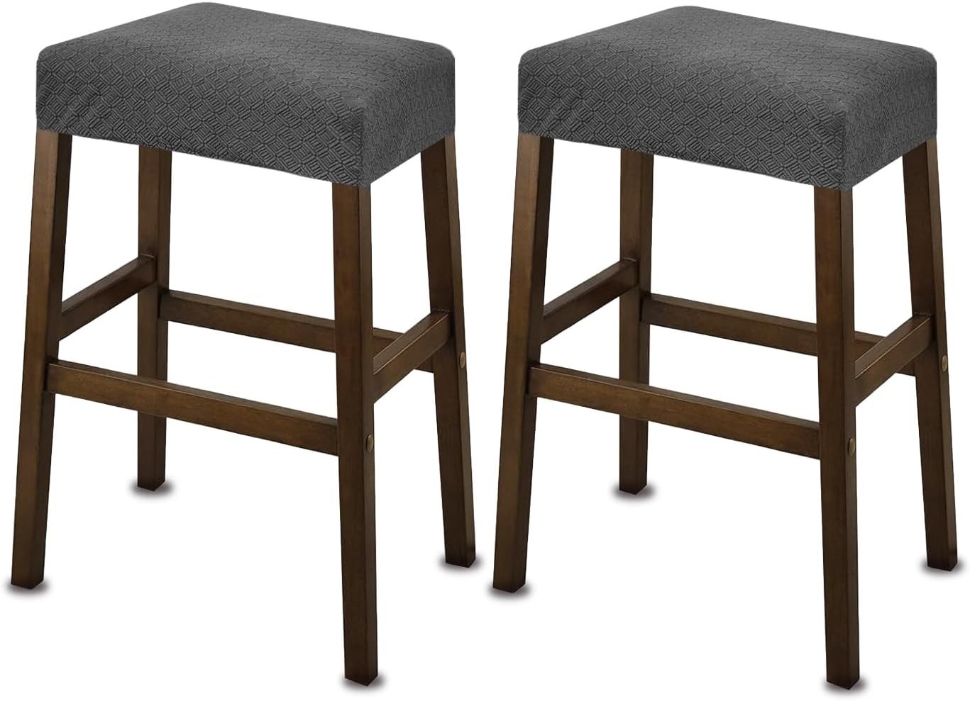 2 PACK Rectangle Bar Stool Covers Stretch Waterproof Saddle Seat Counter Height