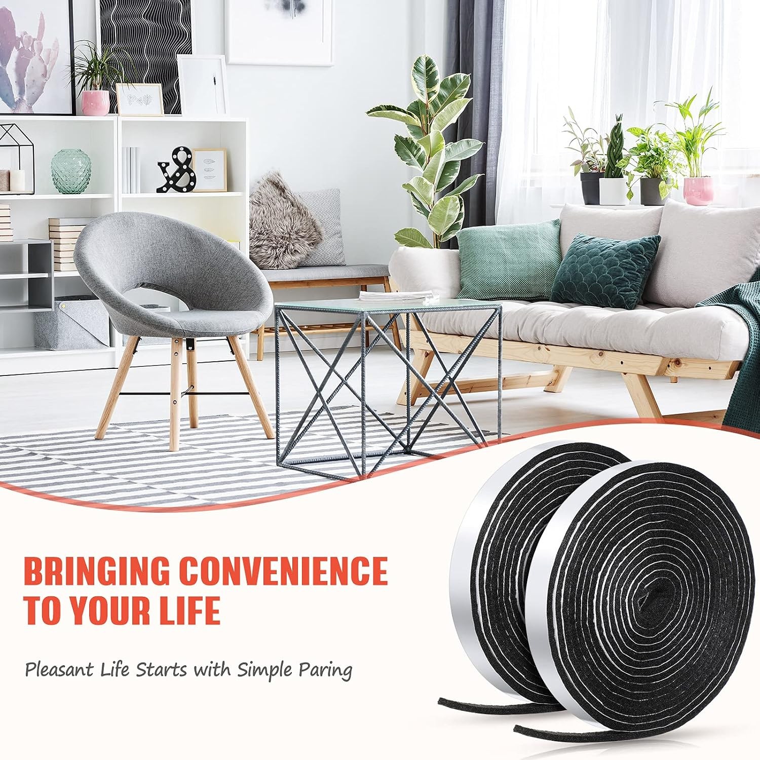 Zonon 4 Rolls 120 Inch Felt Strip with Adhesive Backing Felt Tapes Furniture Str