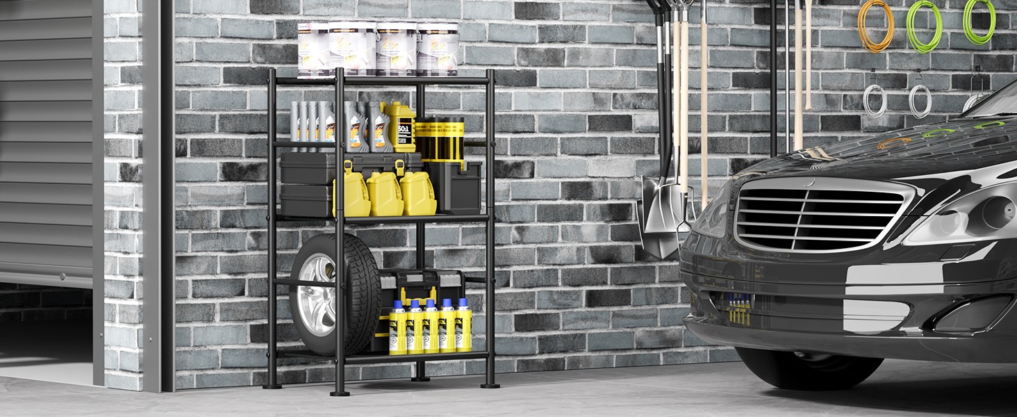 Storage Shelves – 3 Tier Shelf Organizer, Sturdy Metal Garage Shelving with