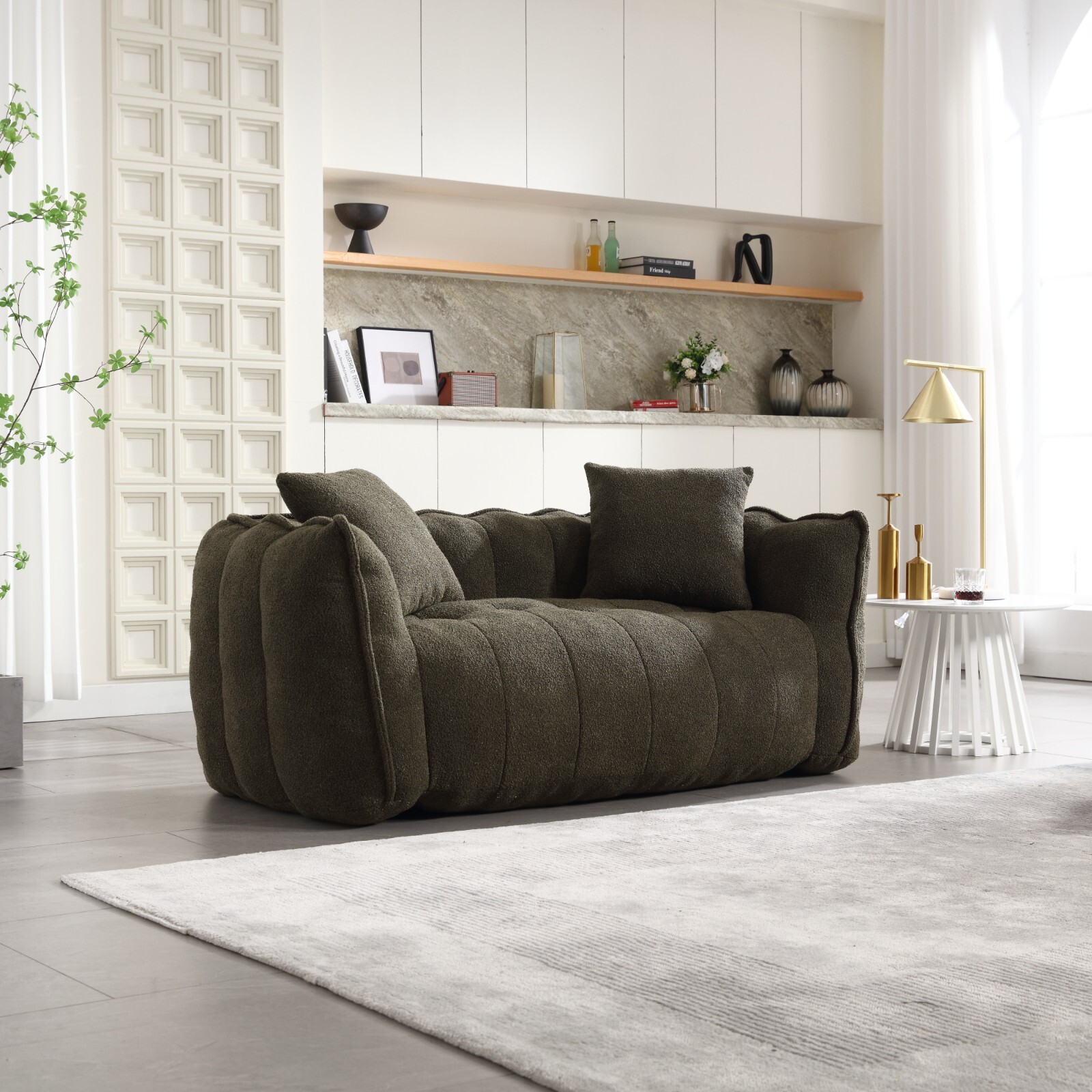 2-Person High-Resilience Foam Beanbag Chair. Cozy Square Reclining Sofa for Gami