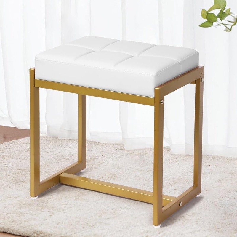 Modern Vanity Stool Makeup Chair Sturdy Metal Adjustable Legs Easy to Clean New