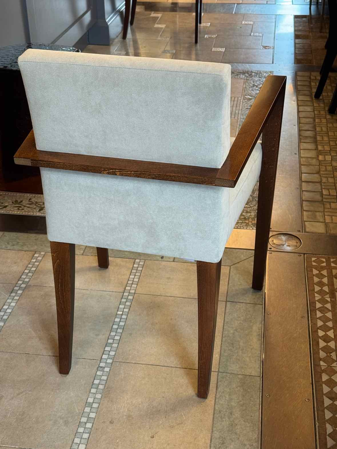 PAIR of ‘French Line’ Gray Suede & Wood Chairs by Didier Gomez for Lignet Rose