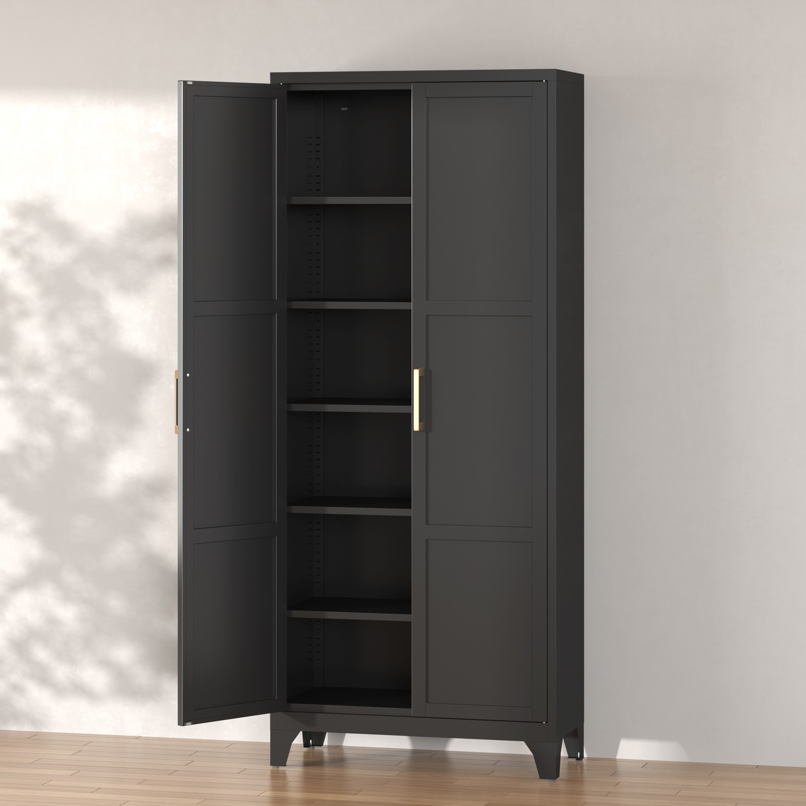 Metal Kitchen Pantry Storage Cabinet with 5 Shelves Garage Storage Cupboard Home