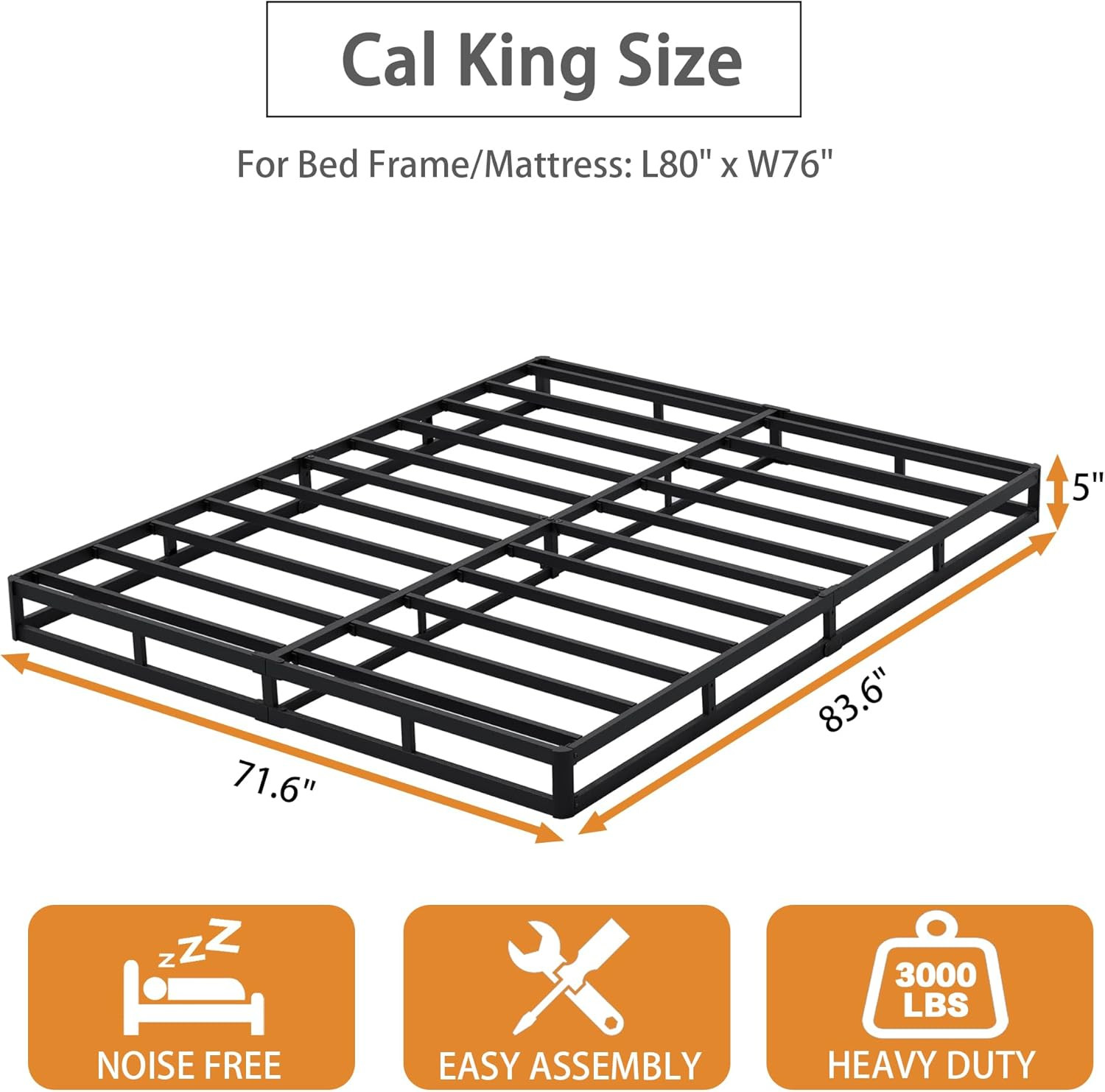 Heavy Duty 5″ California King Box Spring – Easy Assembly, Noise Free