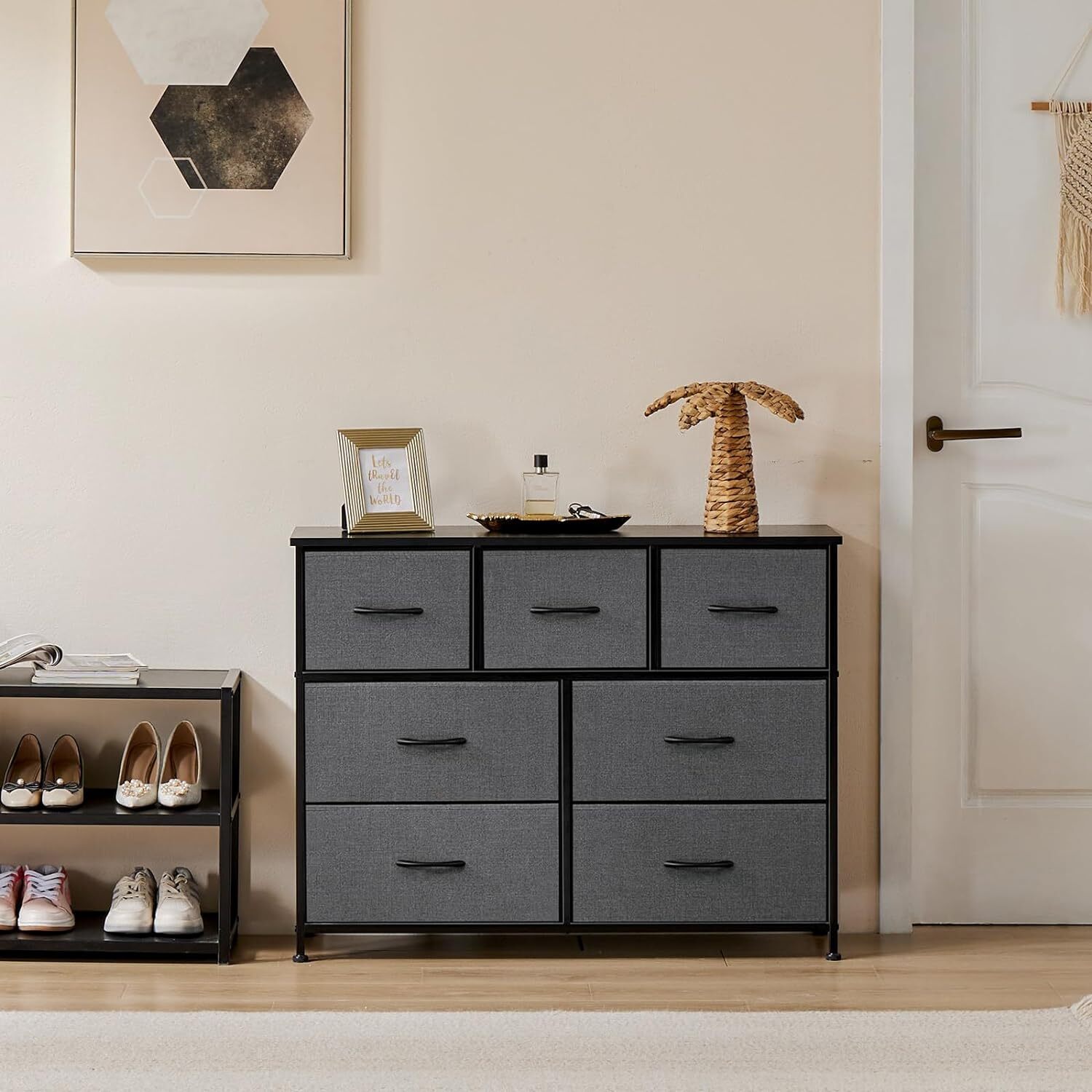 7 Drawers Dresser Metal Frame Clothes Drawer Fabric Closet Organizer for Bedroom