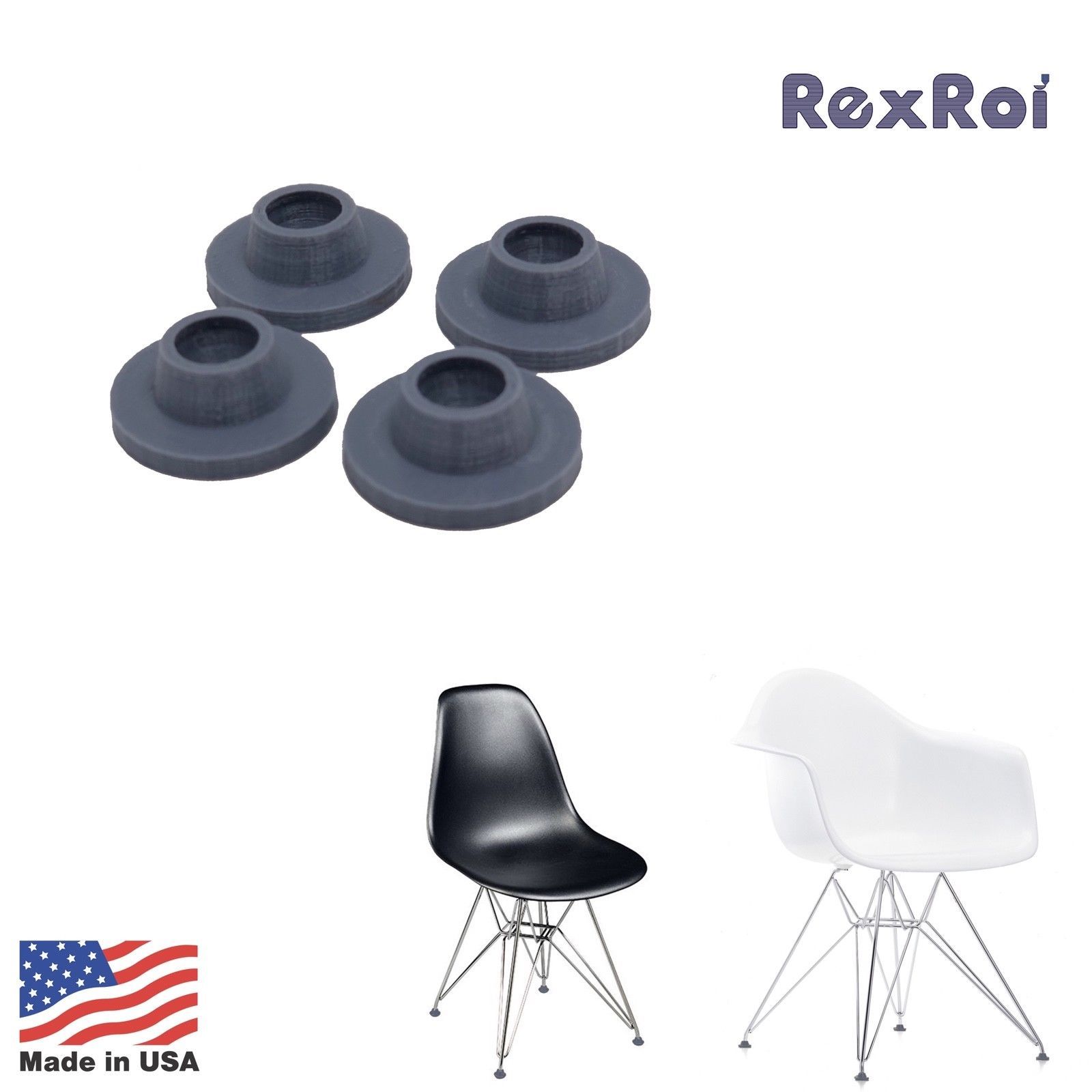 4+1 Chair Glides Replacement of Eames Eiffel Style Furniture Feet