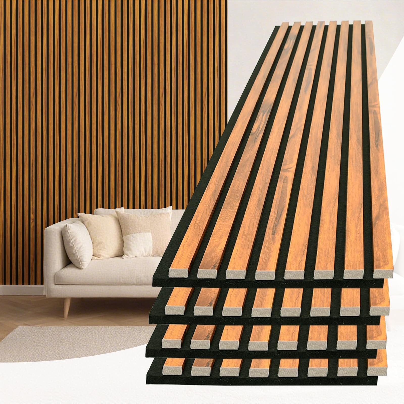 Art3d Teak Acoustic Panel [4 Pack] 94×12.6in