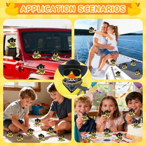 1pc Black Gangster Rubber Duck Car Accessories with Cowboy Hat, Sunglasses,