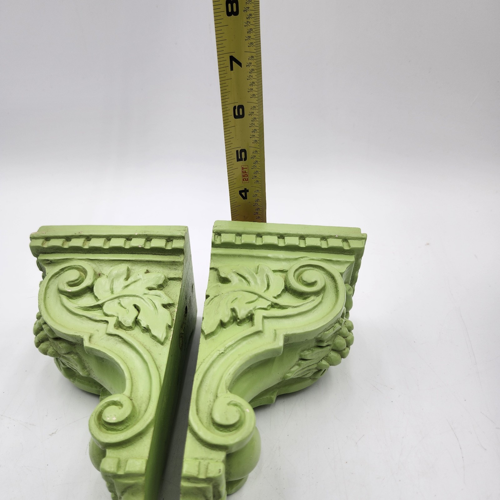 Mid-century Wall Sconce Shelf shelves ceramic pottery chartreuse Green fruit