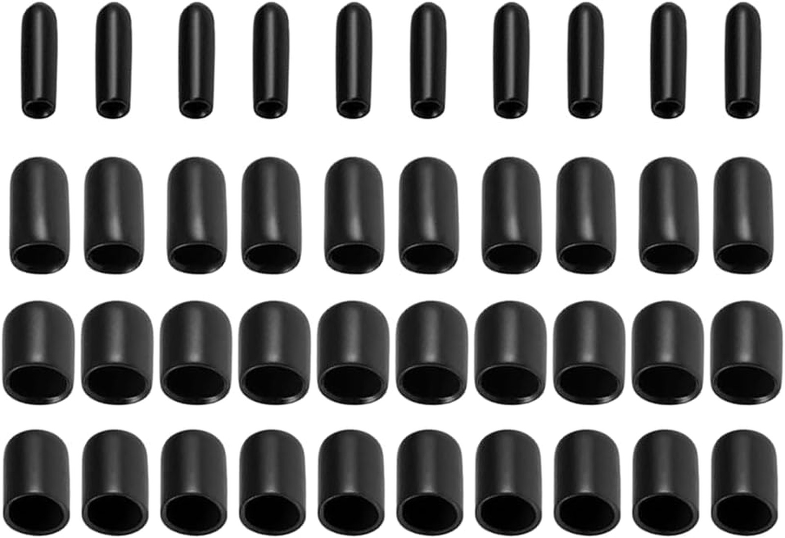40pcs Rubber End Caps Assortment Kit 1/8 1/4 3/8 1/2 inch Black Vinyl Thread