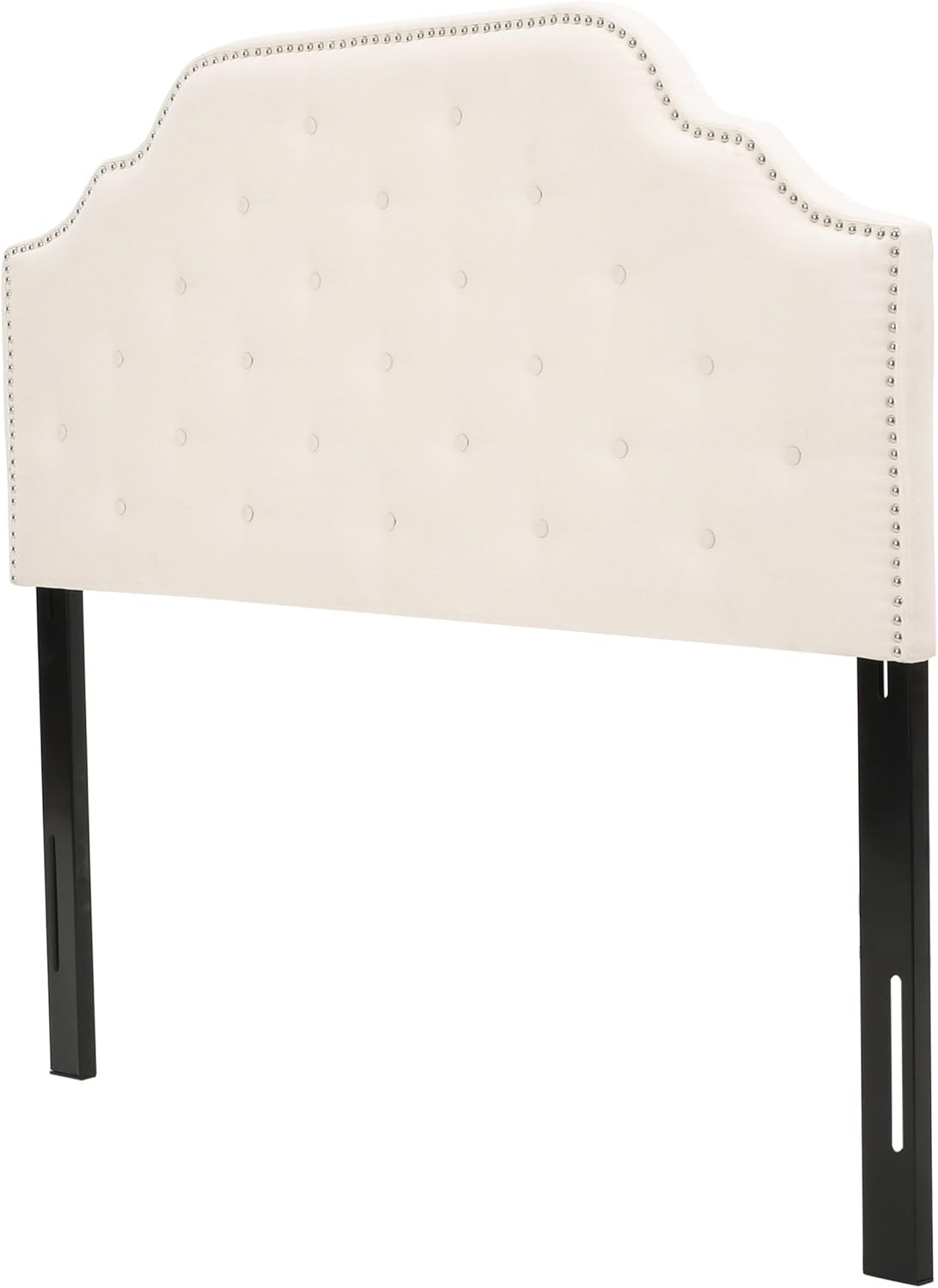 Contemporary Button Tufted Headboard with Nailhead Accents – Queen/Full