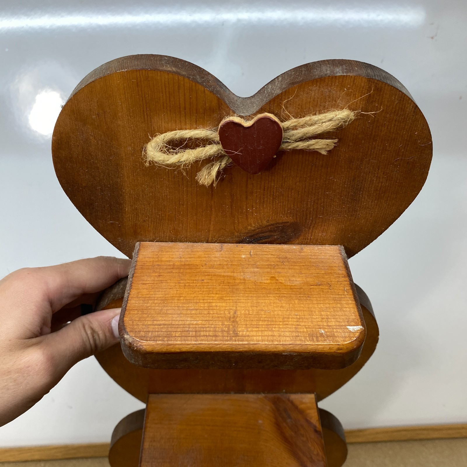 Vintage Rustic Heart Shaped 3 Tier Wall Shelf Country Farmhouse Decor Wood