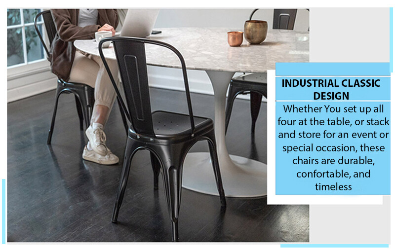 18 Inch Metal Chair Kitchen Dining Chair Patio for Indoor Outdoor Bar Stool,4pcs