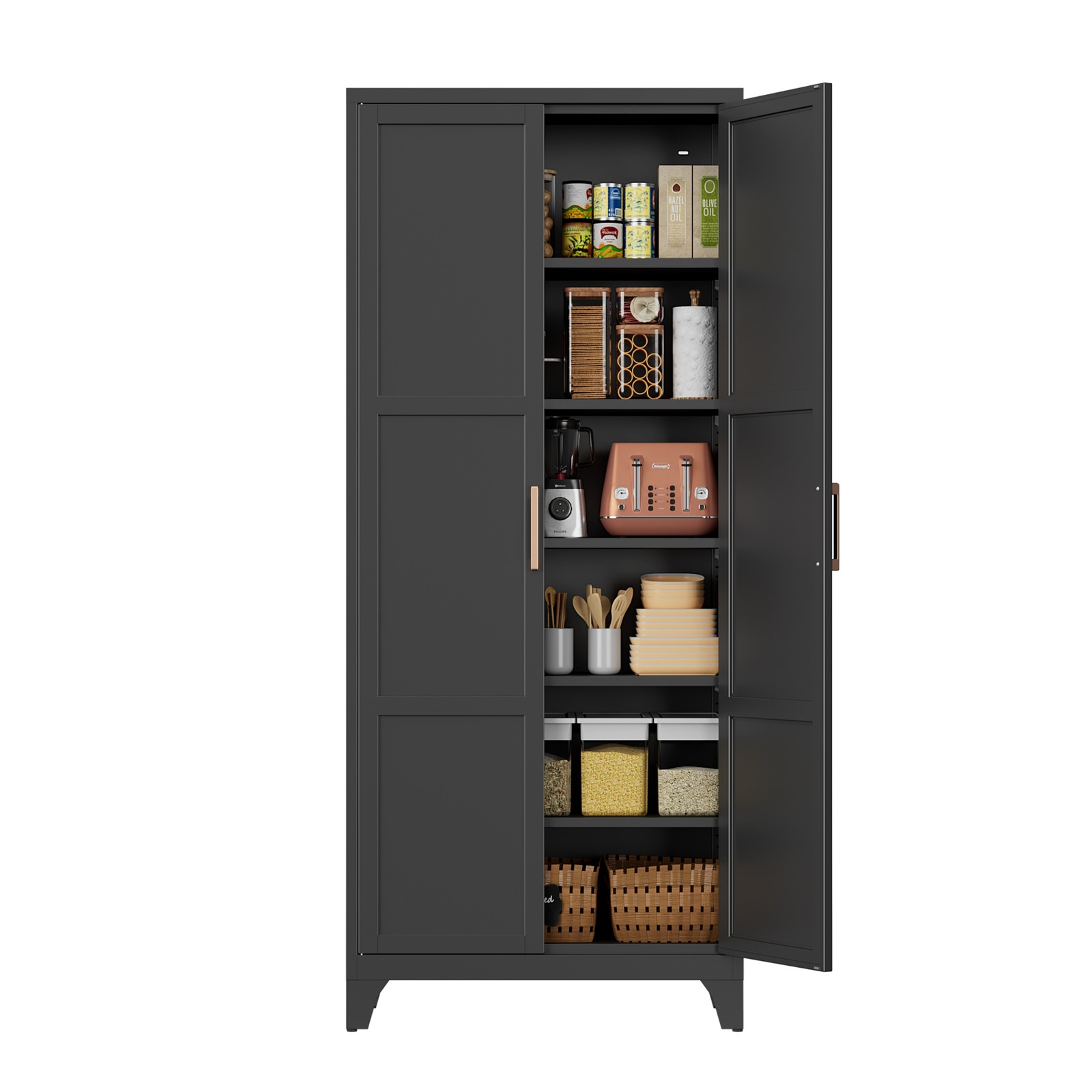 Metal Kitchen Pantry Storage Cabinet with 5 Shelves Garage Storage Cupboard Home