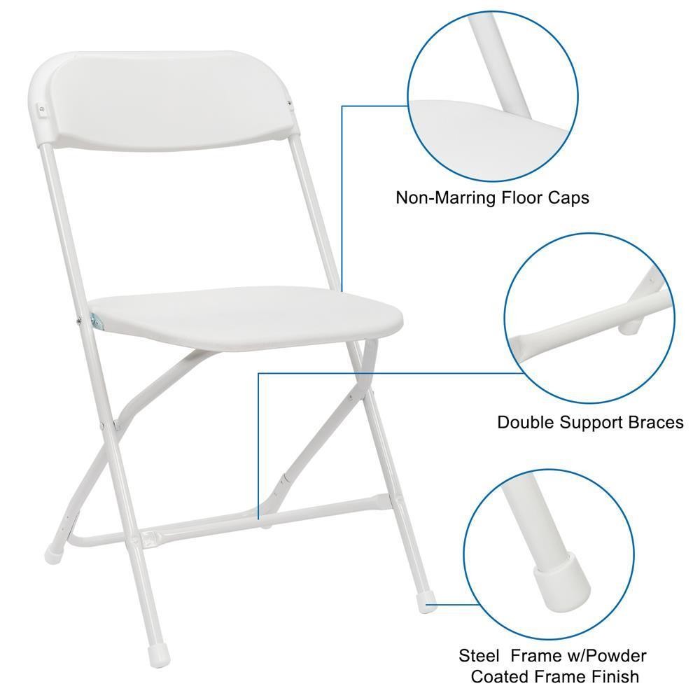 MOTOOS 40pcs Injection Molding Classic Garden Plastic Folding Chair White
