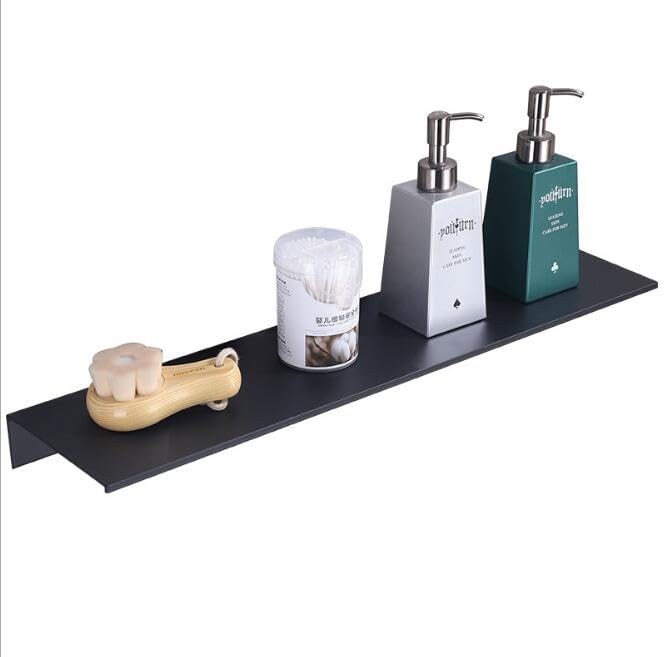 Floating Wall Shelf Adhesive Aluminum Bathroom Vanity 15.7 Inches Black