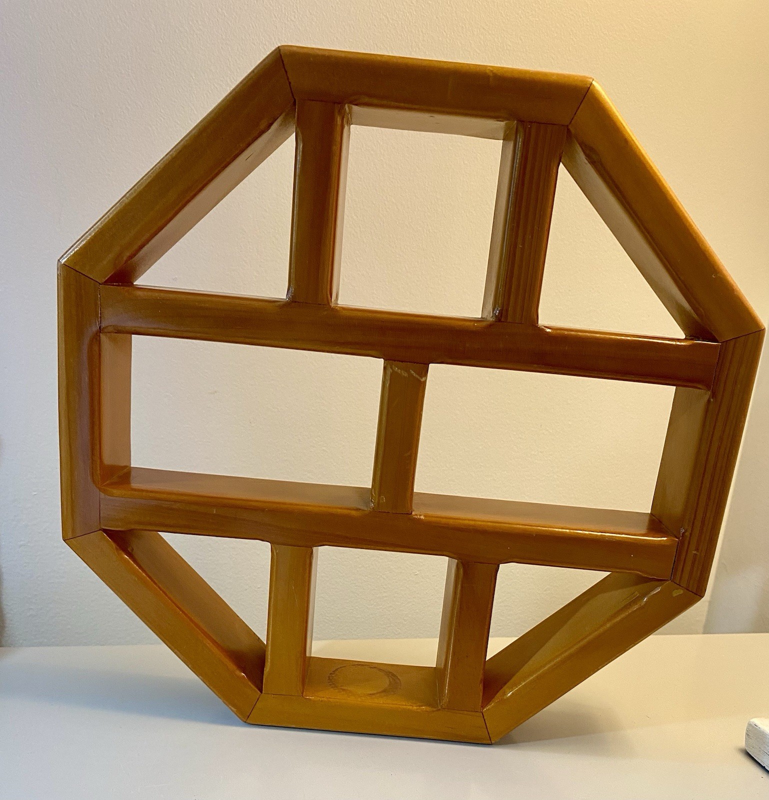 vintage wall shelf wood 11.5″ Octagon Display Indonesia
