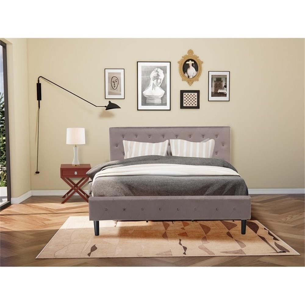 East West Furniture Nolan 2-Piece Wood King Bedroom Set in Brown/Burgundy