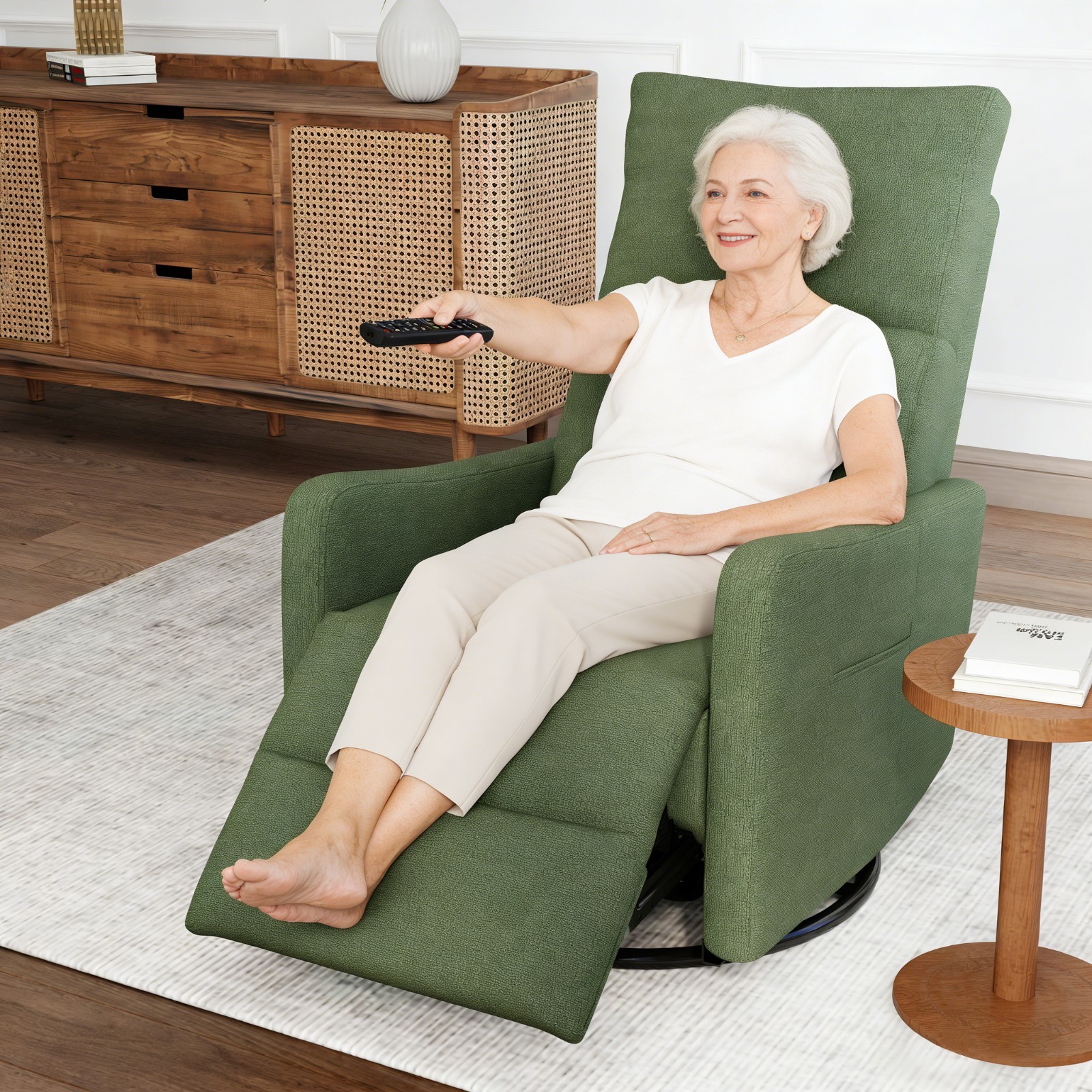 270° Power Swivel Glider Rocker Recliner Chair Nursery Rocking Nursing Chair USB
