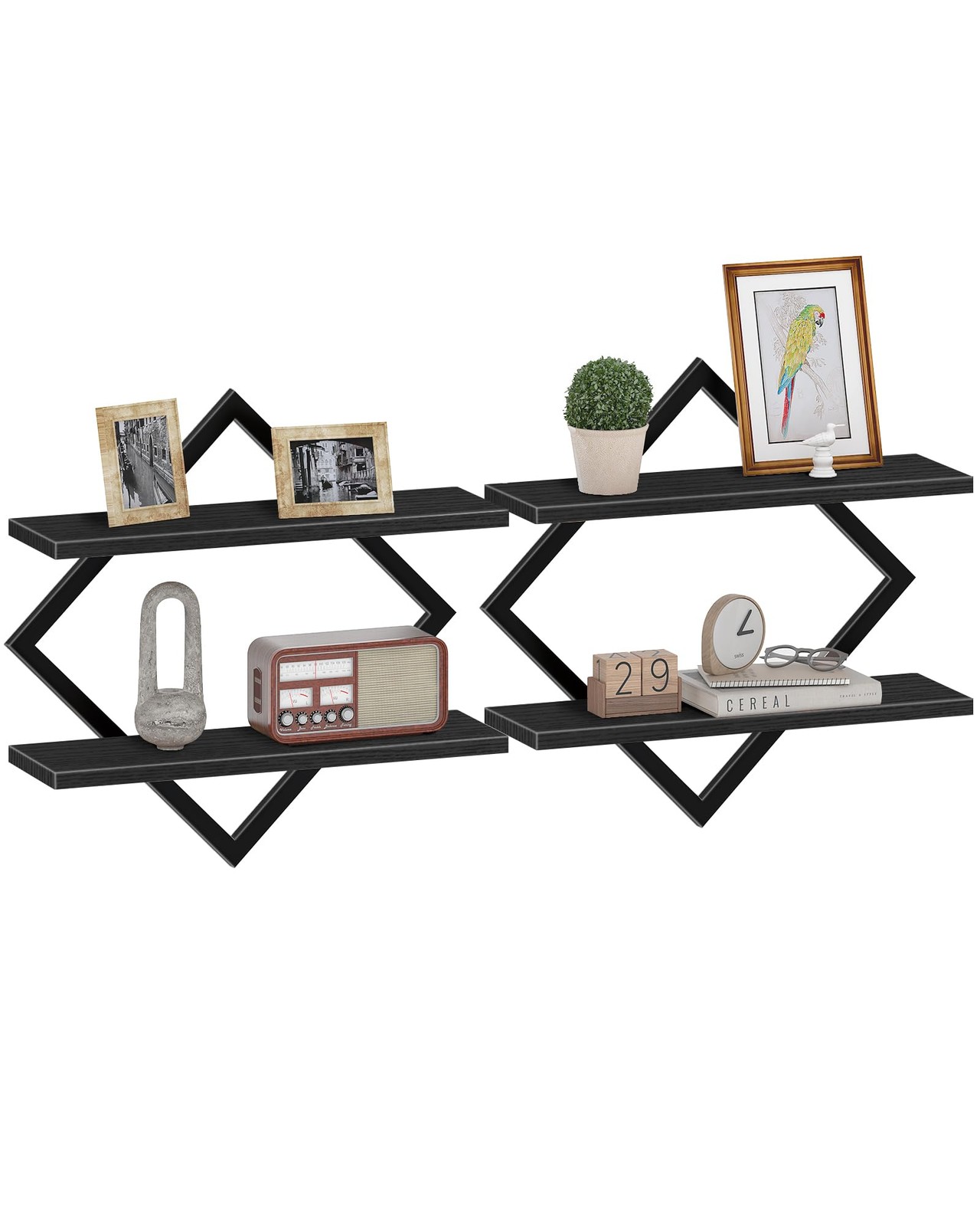 Choezon Floating Shelves Set Of 2 Wall Shelves 2-Tier Hanging Shelves Wall