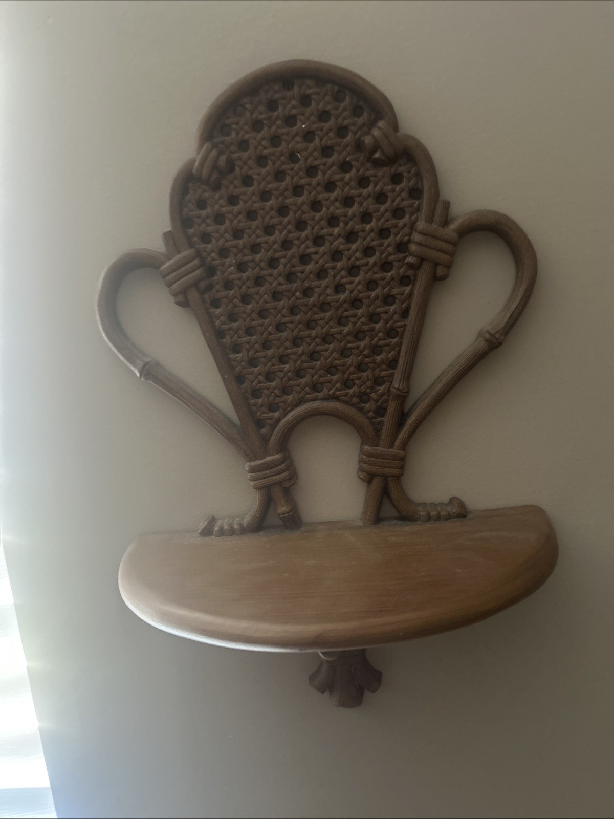 Vtg Burwood Faux Wicker Rattan Wall Shelf Plastic Decor