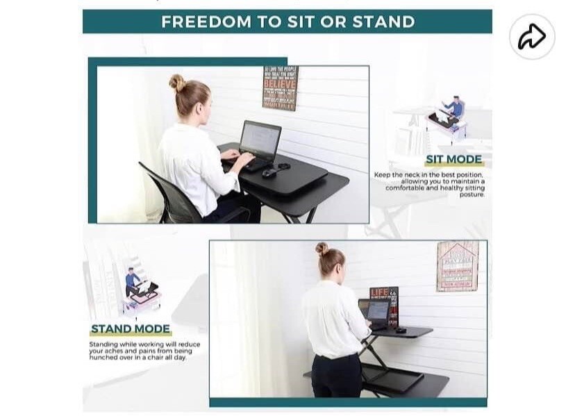 Smug 36” Converter Sit Riser Adjustable Computer Desk(Blk)