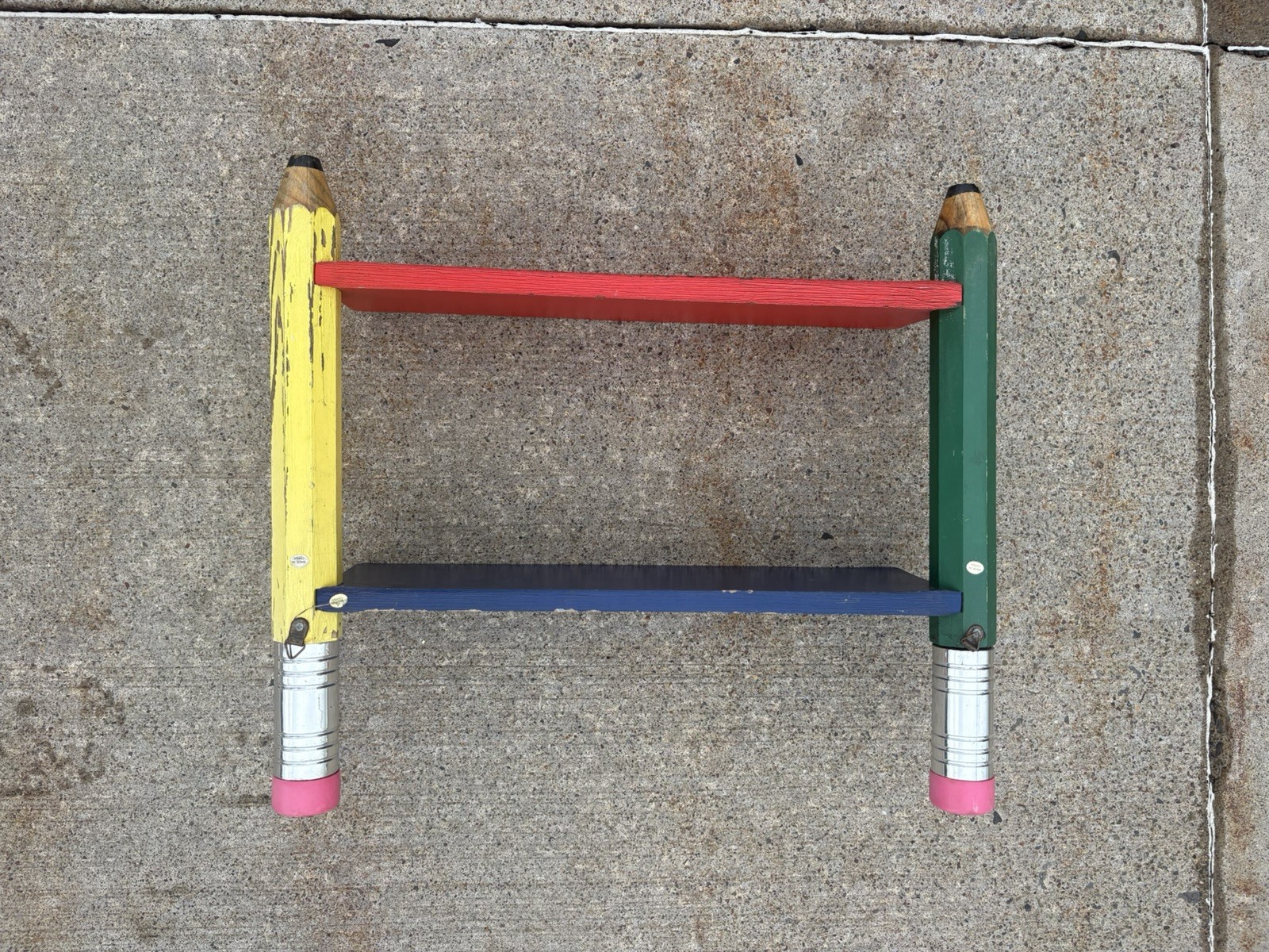 Vintage Pierre Sala Pencil Wall Shelf, 1980s minimal Chipping