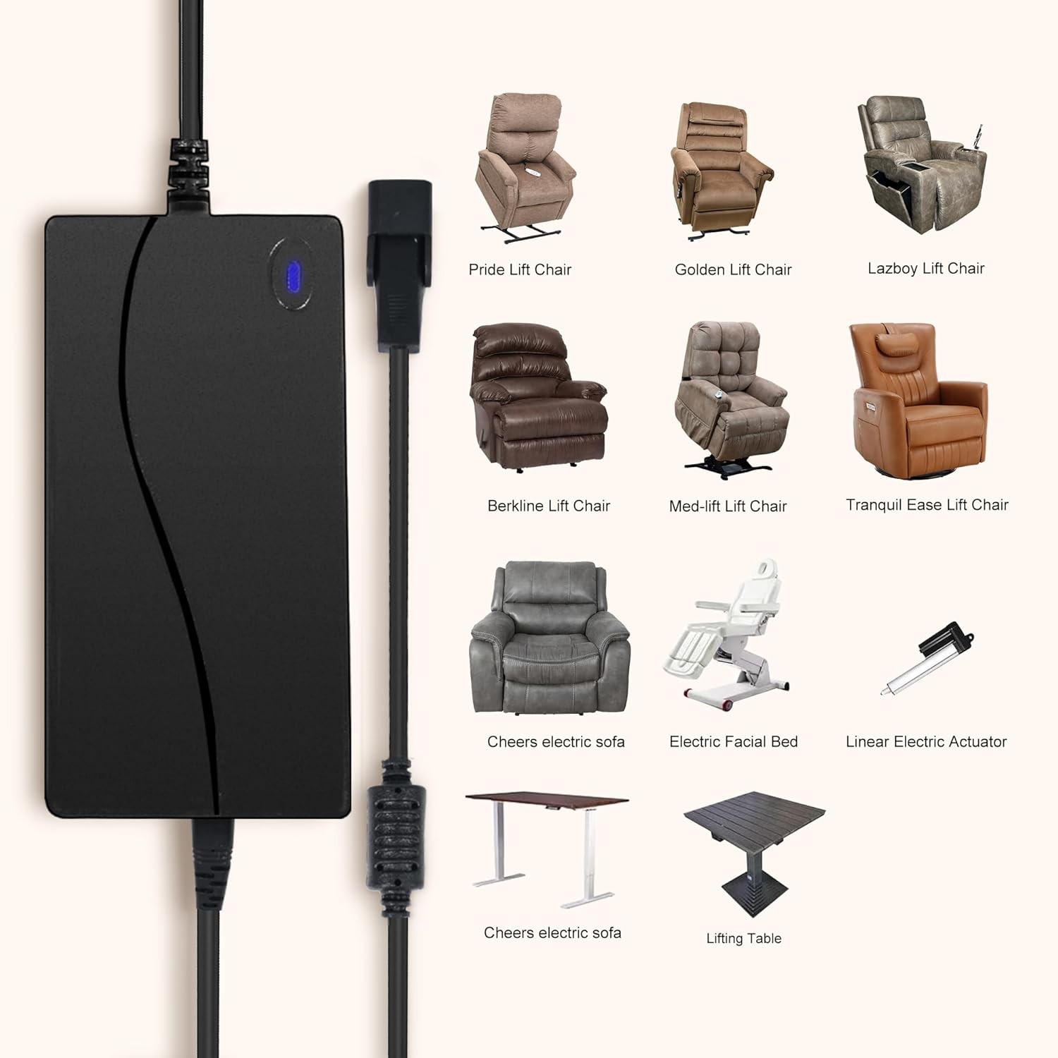 NEW Power Recliner Power Supply AC/DC Switching Transformer 2-pin 29V 2A Adapter