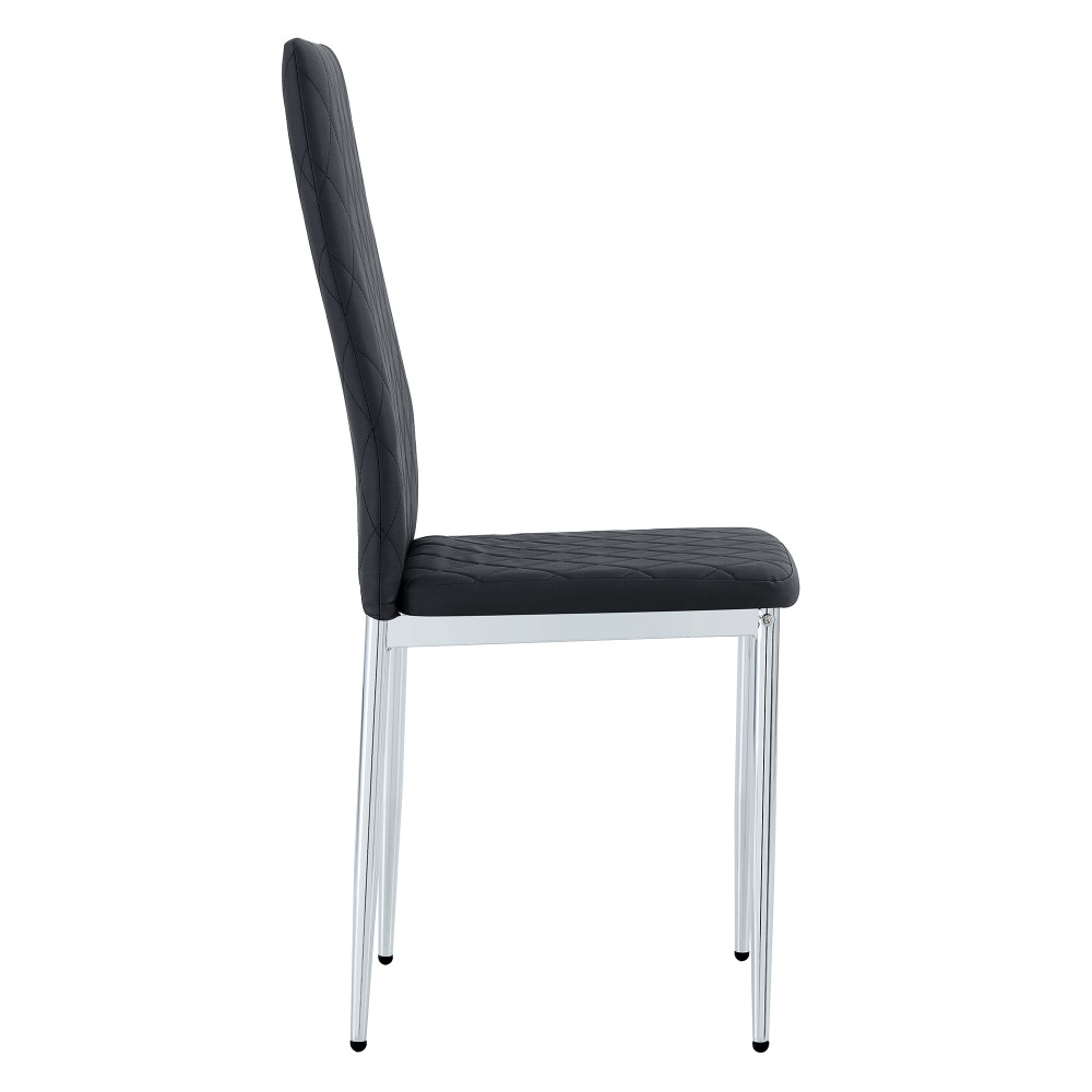 Set of 4/6/8 Modern Black PU Dining Chairs Diamond Tufted High Back Side Chair